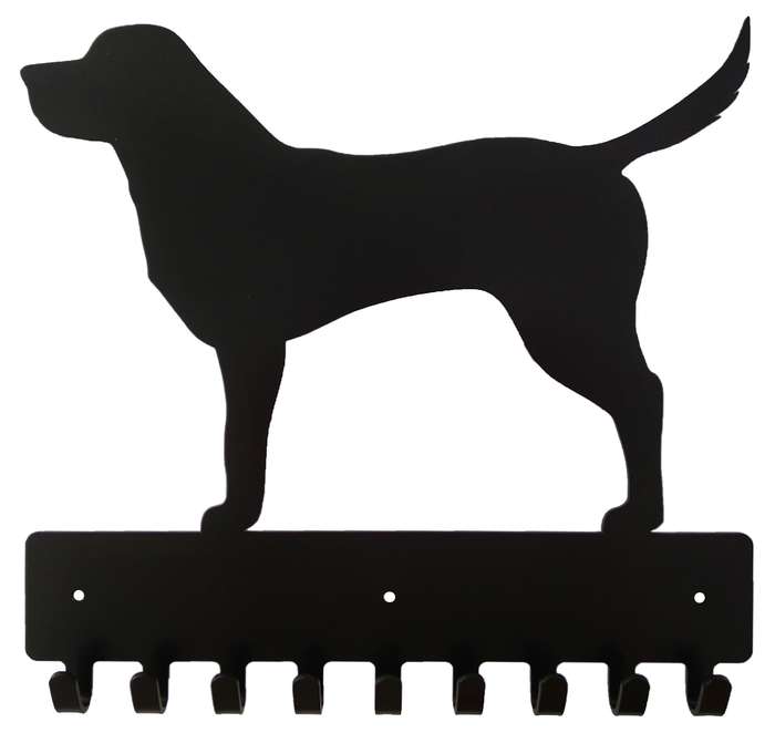 Eboy Steel Labrador Retriever Key Rack or Leash Hanger - 9 Hooks - Black