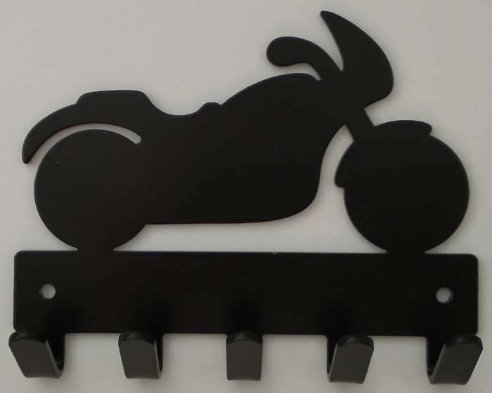 Eboy Steel Motorcycle Key Rack or Leash Hanger - 5 Hooks - Black