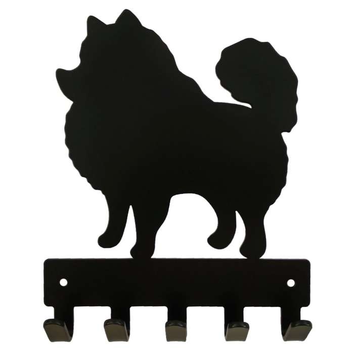 Eboy Steel Pomeranian Key Rack or Leash Hanger - 5 Hooks - Black