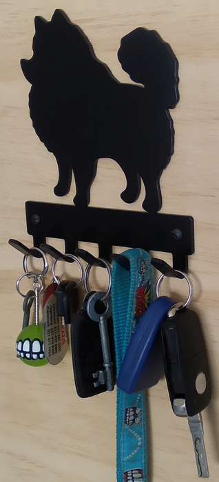 Eboy Steel Pomeranian Key Rack or Leash Hanger - 5 Hooks - Black