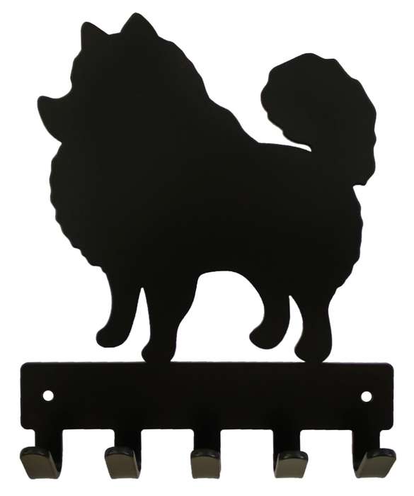 Eboy Steel Pomeranian Key Rack or Leash Hanger - 5 Hooks - Black