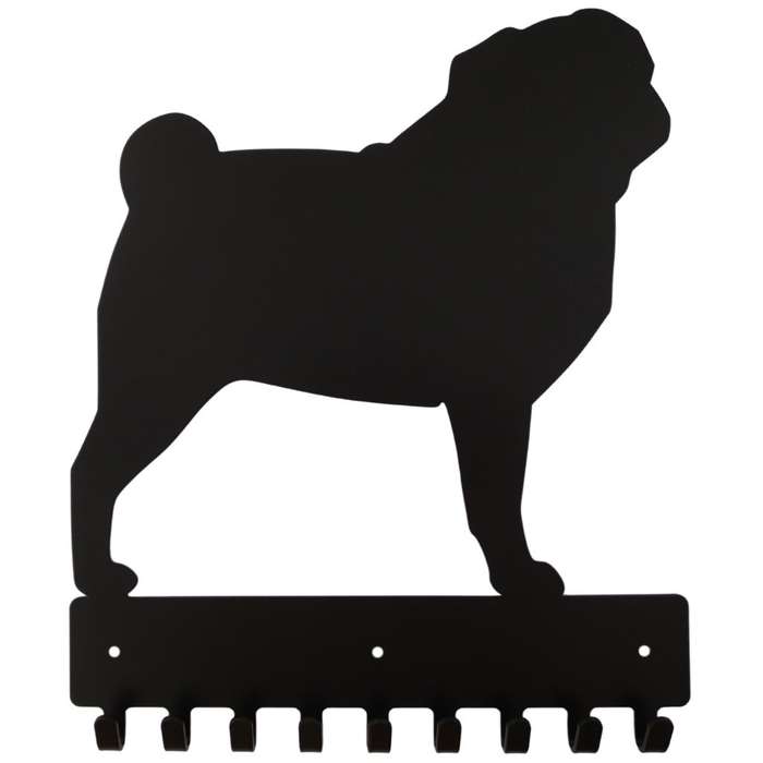 Eboy Steel Pug Key Rack or Leash Hanger - 9 Hooks - Black
