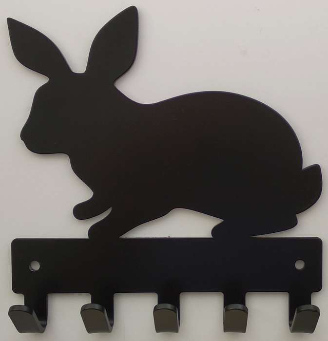 Eboy Steel Rabbit Key Rack or Leash Hanger - 5 Hooks - Black