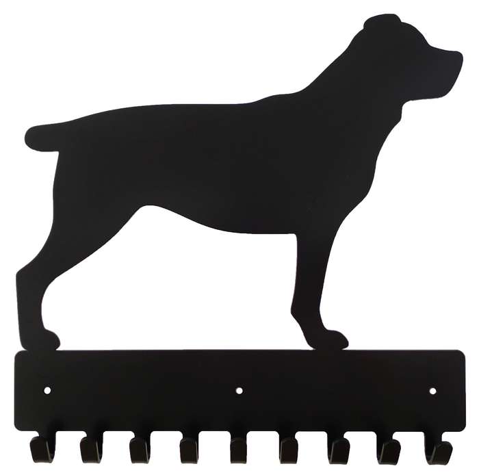 Eboy Steel Rottweiler Key Rack or Leash Hanger - 9 Hooks - Black