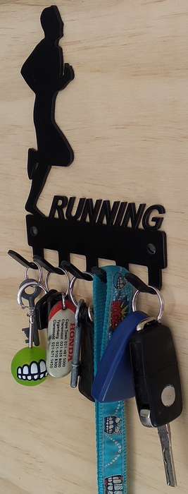 Eboy Steel Runner Key Rack or Leash Hanger - 5 Hooks - Black