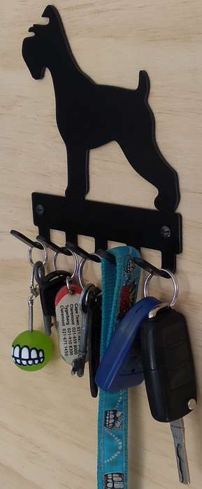 Eboy Steel Schnauzer Key Rack or Leash Hanger - 5 Hooks - Black