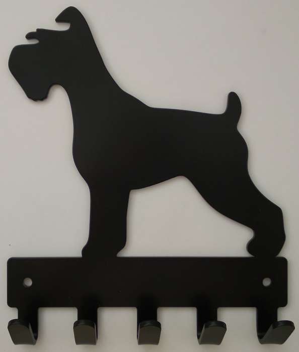Eboy Steel Schnauzer Key Rack or Leash Hanger - 5 Hooks - Black