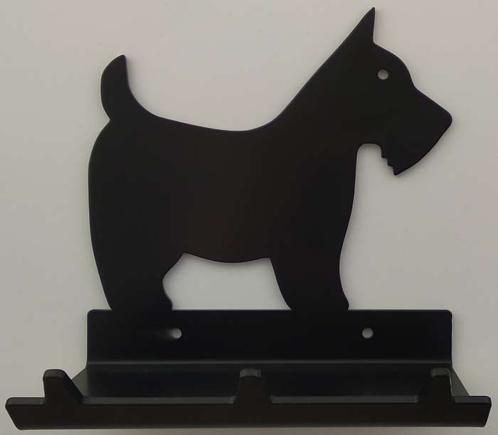 Eboy Steel Scottish Terrier Key Rack with Tray - 3 Hooks - Black