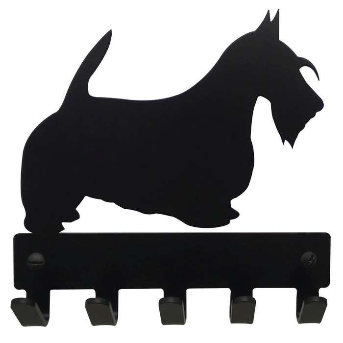 Eboy Steel Scottish Terrier Key Rack or Leash Hanger - 5 Hooks V1 - Black