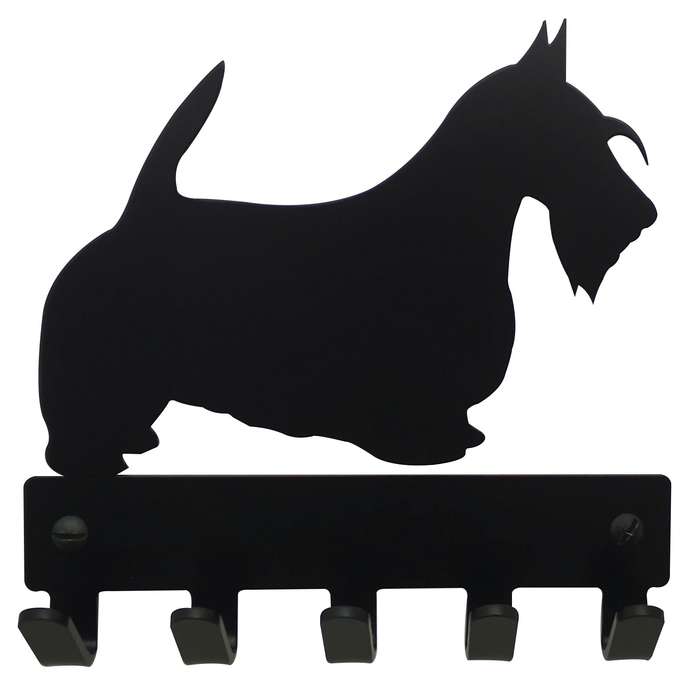 Eboy Steel Scottish Terrier Key Rack or Leash Hanger - 5 Hooks V1 - Black