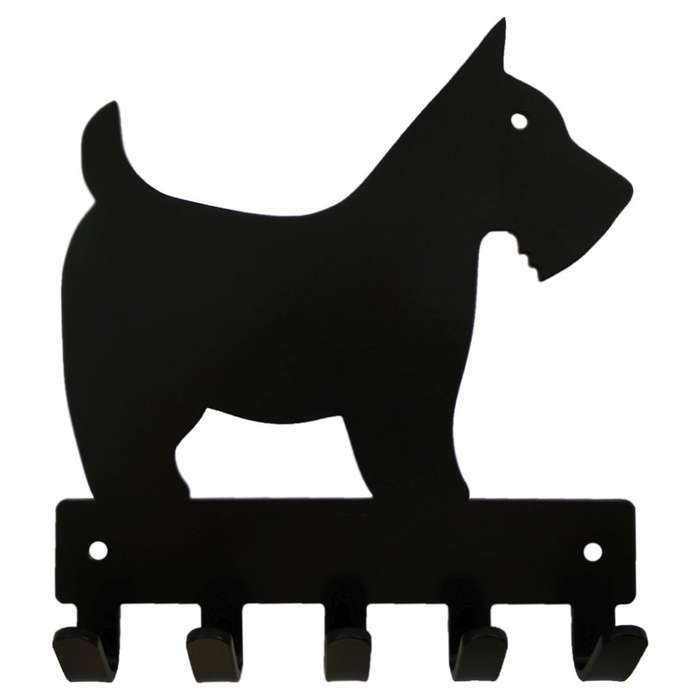 Eboy Steel Scottish Terrier Key Rack or Leash Hanger - 5 Hooks - Black