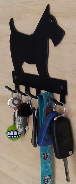 Eboy Steel Scottish Terrier Key Rack or Leash Hanger - 5 Hooks - Black