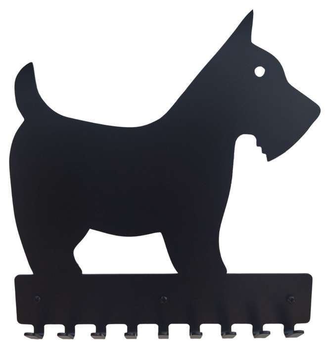 Eboy Steel Scottish Terrier Key Rack or Leash Hanger - 9 Hooks - Black