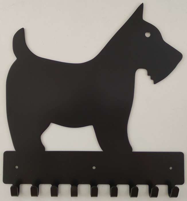Eboy Steel Scottish Terrier Key Rack or Leash Hanger - 9 Hooks - Black
