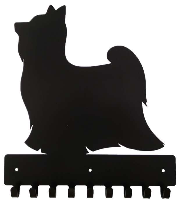 Eboy Steel Yorkshire Terrier Key Rack or Leash Hanger - 9 Hooks - Black