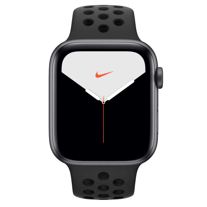 Apple Watch Series 5 44mm GPS Only Aluminum Space Grey - With Black Nike Straps - Cracked Screen