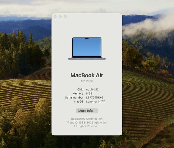 MacBook Air M2 8CPU/8GPU (2022) 13-Inch 8GB RAM 256GB SSD Midnight (12 Month Warranty)
