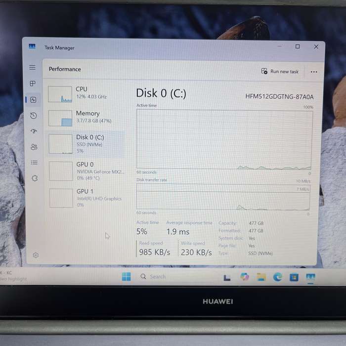 Huawei MateBook D14 10th Gen Core i5 1.60GHz 8GB RAM 500GB SSD NVMe Silver (3 Month Warrant...