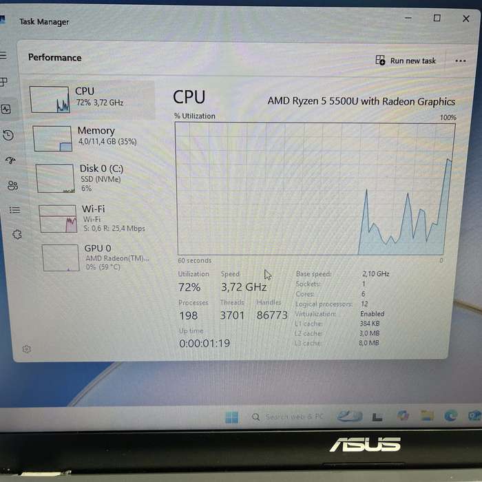 Asus M515U Ryzen 5 2.10GHz 12GB RAM 500GB SSD NVMe Silver (3 Month Warranty)  Minor Bright Spots