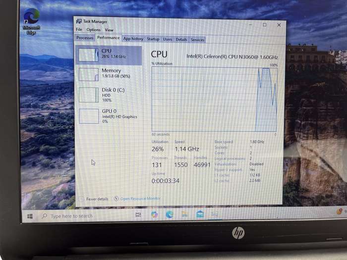 HP 15-ay031ni "Celeron N3060" 1.60GHz 8GB RAM 500GB HDD Silver - Faulty Battery