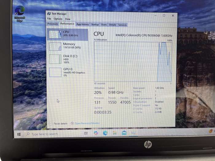 HP 15-ay031ni "Celeron N3060" 1.60GHz 8GB RAM 500GB HDD Silver - Faulty Battery