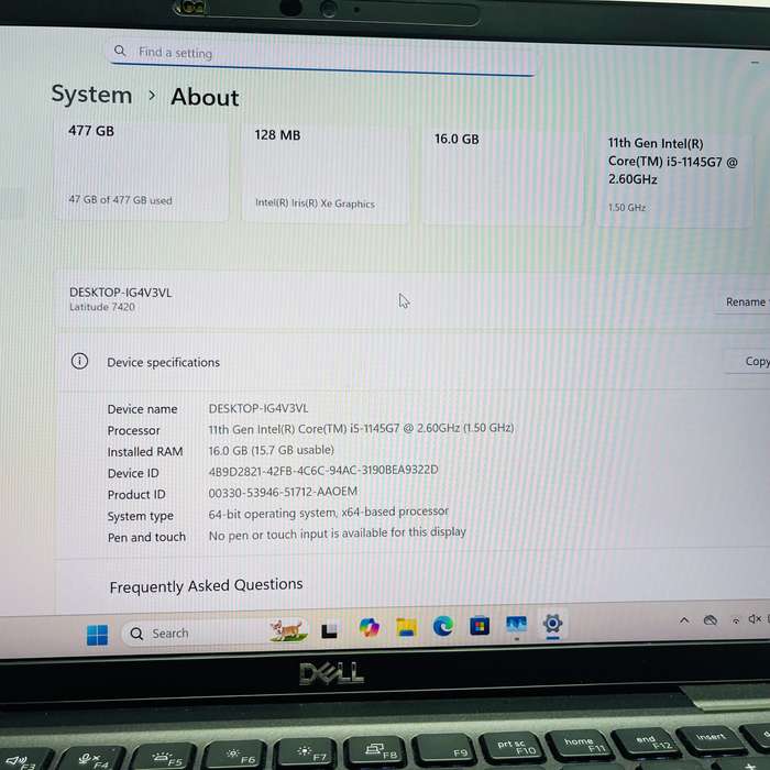 Dell Latitude 7420 11th Gen "Core i5" 2.60GHz 16GB RAM 500GB SSD NVMe Black (3 Month Warranty)