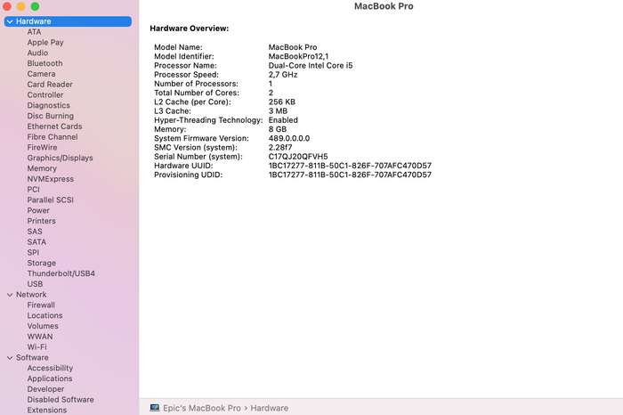 MacBook Pro 13" "Core i5" 2.7GHz (Early 2015) 8GB RAM 256GB SSD Silver - Cracked Screen