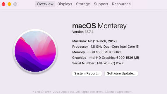 Apple MacBook Air 13-Inch Core i5 1.8GHz (2017) 8GB RAM 128GB SSD Silver (3 Month Warranty)...