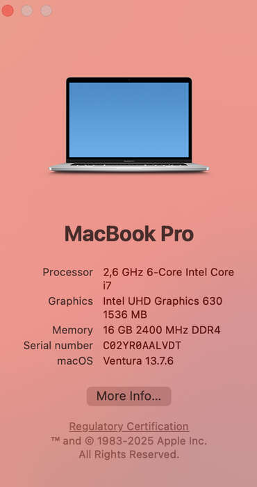 Apple MacBook Pro 15-inch "Core i7" 2.60GHz (Touch/2019) 16GB RAM 500GB SSD Silver (12 Month Warr...