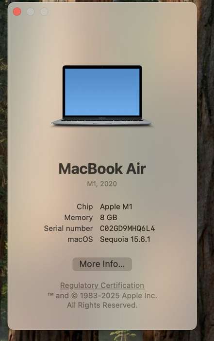 Apple MacBook Air "M1" 8 CPU/ 8 GPU 13-Inch (2020) 8GB RAM 256GB SSD Silver (12 Month Warranty)