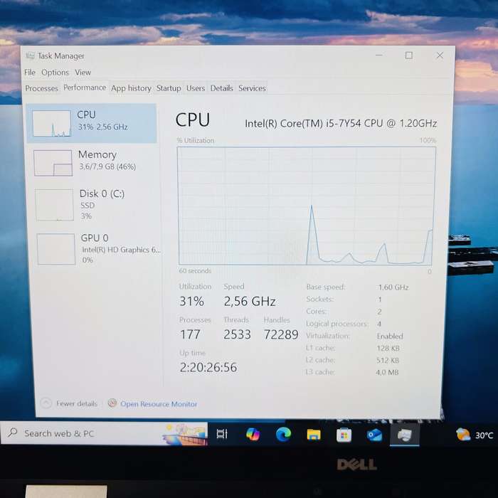 Dell XPS 13 9365 VP9G1 7th Gen 1.20GHz "Core i5" 8GB RAM 1TB SSD Silver - Faulty Battery