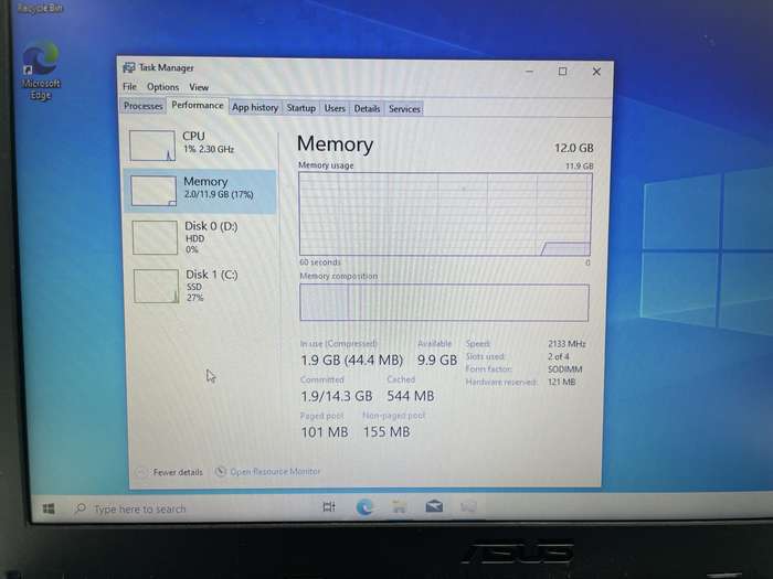 Asus X543UA-I341GT 6th Gen "Core i3" 2.30GHz 12GB RAM 256GB SSD + 1TB HDD Black - Hinge Damage An...