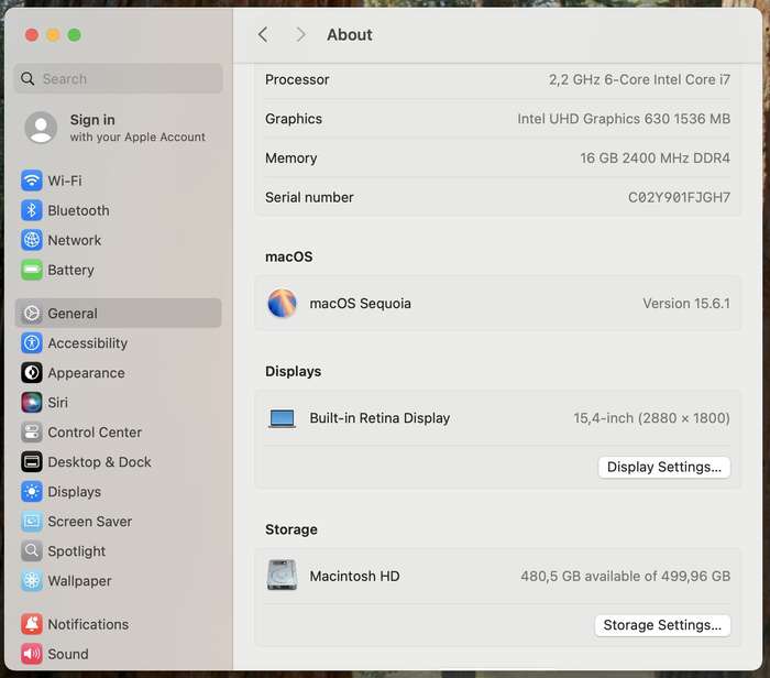 Apple Macbook Pro "Core i7" 15-inch 2.2GHz (Touch/2018) 16GB RAM 512GB SSD Silver (12 Month Warra...
