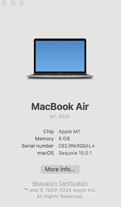 Apple MacBook Air M1 13-Inch 8 GPU/7 CPU 8GB RAM 256GB SSD (2020) Space Gray (12 Month Warr...