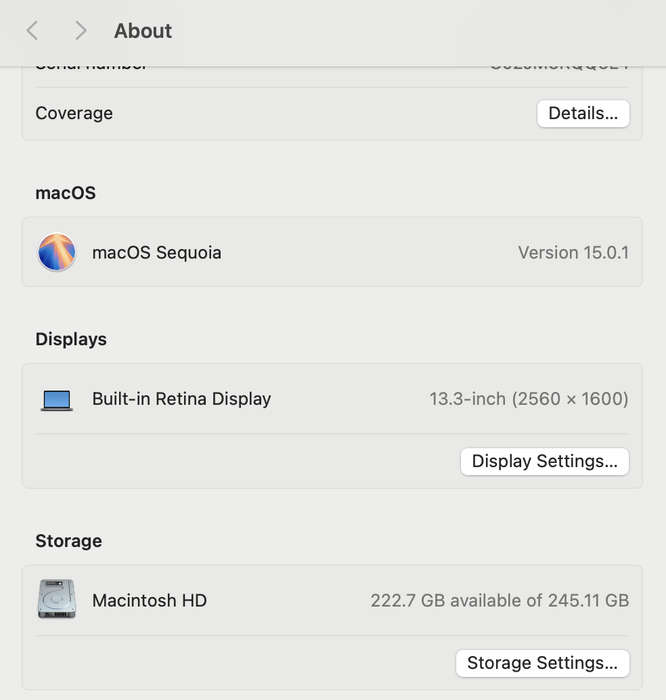 Apple MacBook Air M1 13-Inch 8 GPU/7 CPU 8GB RAM 256GB SSD (2020) Space Gray (12 Month Warr...