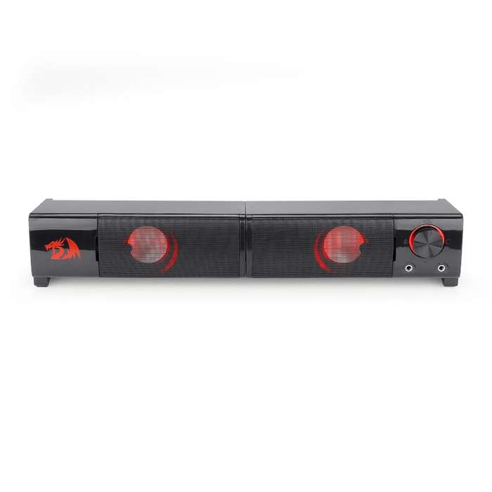 REDRAGON 2.0 Sound Bar ORPHEUS 2x3W 3.5mm RED LED Gaming Speaker - Black