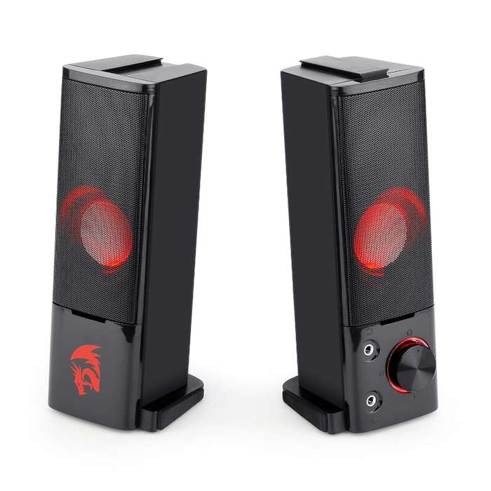 REDRAGON 2.0 Sound Bar ORPHEUS 2x3W 3.5mm RED LED Gaming Speaker - Black