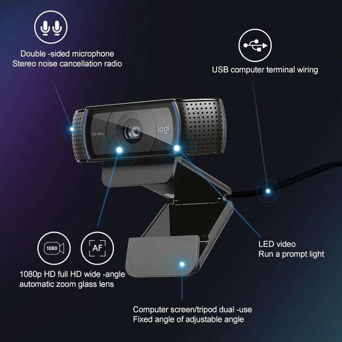 Logitech C920e HD Pro Webcam Widescreen Video Chat Recording USB Smart 1080P Web Camera