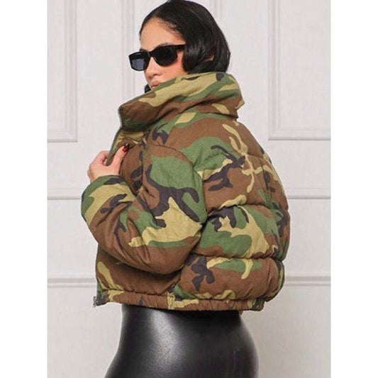 Camo Zip Puffer Jacket