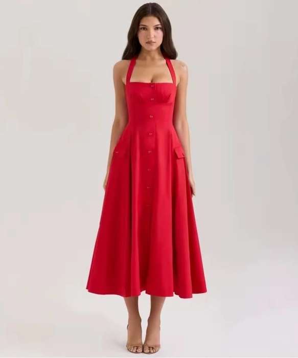 Backless Boobtube Button Dress