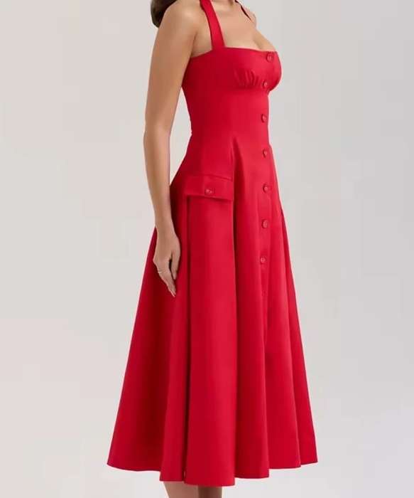 Backless Boobtube Button Dress