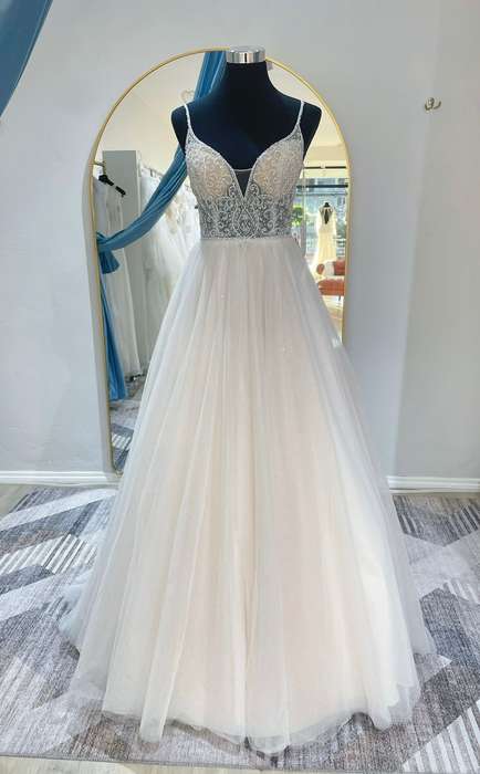 (Rental) Karla,Tulle beaded bodice ball-gown.