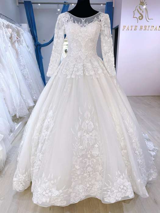Eloise, long sleeve lace detailed ballgown wedding dress.