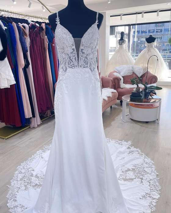 Rain , A-Line with lace detail wedding dress.
