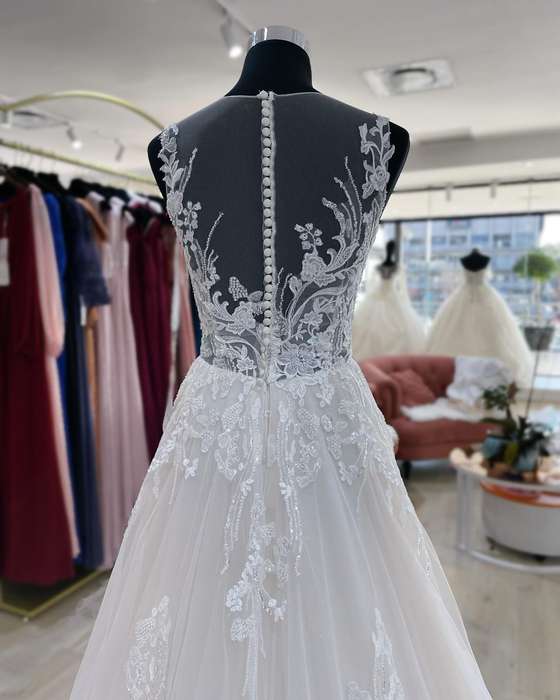 Jordan , sparkling lace tulle A-line wedding dress.