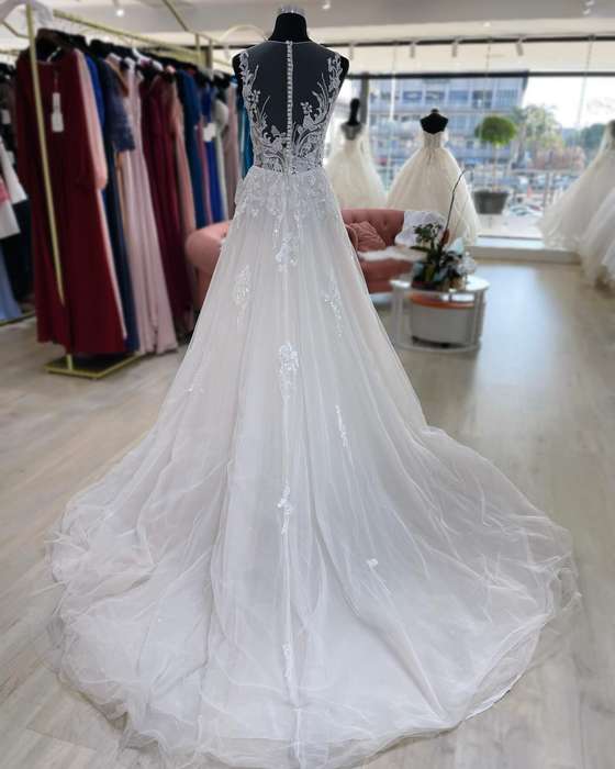 Jordan , sparkling lace tulle A-line wedding dress.