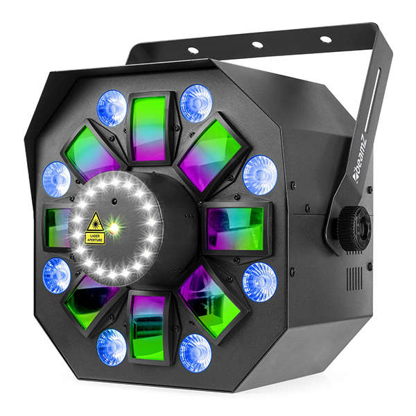 BEAMZ MULTIBOX LED EFFECT WITH LASER AND STROBE 18x 0.2W LED 9x 8W RGBAWUVP