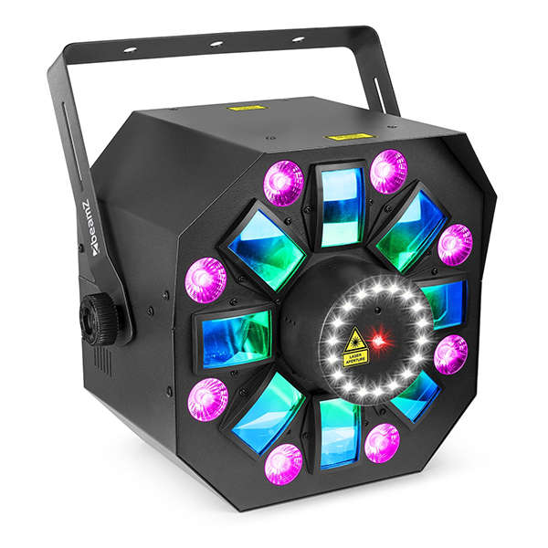 BEAMZ MULTIBOX LED EFFECT WITH LASER AND STROBE 18x 0.2W LED 9x 8W RGBAWUVP