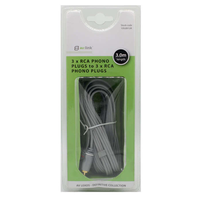 Skytronic AV Cable 1.5M 3 x RCA to 3 x RCA