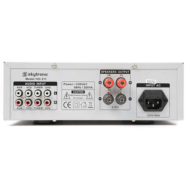 SKYTRONIC AV400 COMPACT HIFI AMPLIFIER 2X 200W SILVER